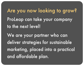 Are you now looking to grow?
ProLeap can take your company to the next level!
We are your partner who can deliver strategies for sustainable marketing, placed into a practical and affordable plan.